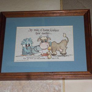 See this cute cow with saying matted & framed in wood frame